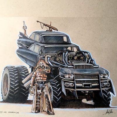 Illustration of "The Gigahorse" and Immortal Joe of movie "Mad Max Fury Road" - Mad Mac Art